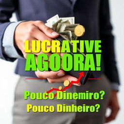A striking background image featuring a person holding a wallet overflowing with cash or a stack of coins, conveying the theme of profit and financial growth