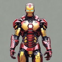 Iron man cyberpunk gamer de color negro,dorado y rojo dragón