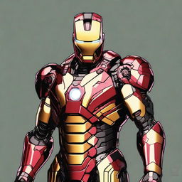 Iron man cyberpunk gamer de color negro,dorado y rojo dragón