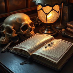 A precious and mysterious book with a cover featuring ivory and lapis lazuli accents, resting on a desk