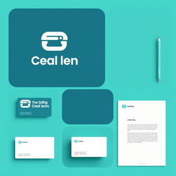 A modern and minimalist visual identity design, featuring clean lines and bold typography