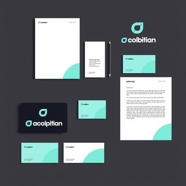 A modern and minimalist visual identity design, featuring clean lines and bold typography