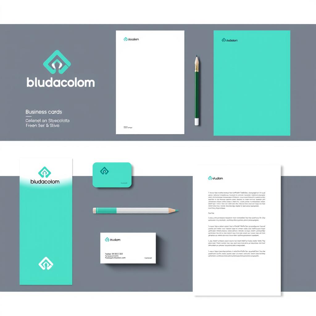 A modern and minimalist visual identity design, featuring clean lines and bold typography