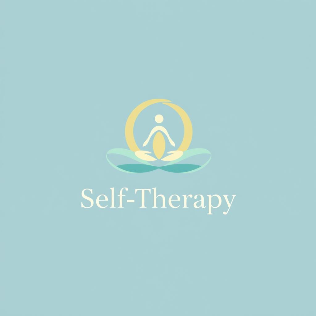 A modern and inviting logo design for a self-therapy brand, incorporating elements of mindfulness and healing