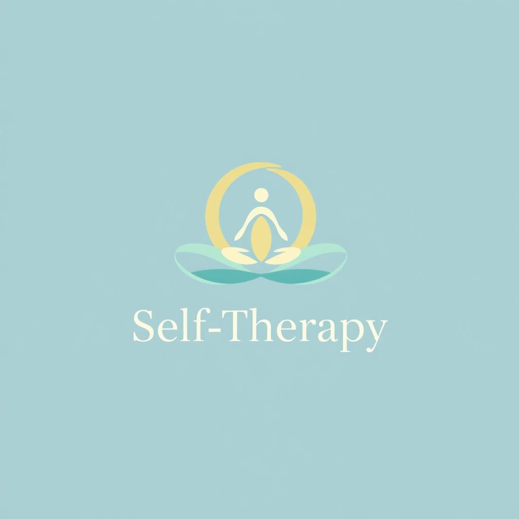 A modern and inviting logo design for a self-therapy brand, incorporating elements of mindfulness and healing