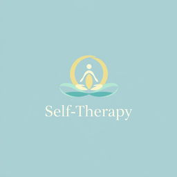 A modern and inviting logo design for a self-therapy brand, incorporating elements of mindfulness and healing