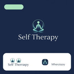 A modern and inviting logo design for a self-therapy brand, incorporating elements of mindfulness and healing