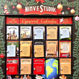 An engaging Instagram post featuring a closed advent calendar designed for Universal Studios Theme Park, where none of the doors are opened