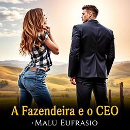 A captivating romance novel cover titled 'A Fazendeira e o CEO'