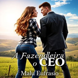 A captivating romance novel cover titled 'A Fazendeira e o CEO'