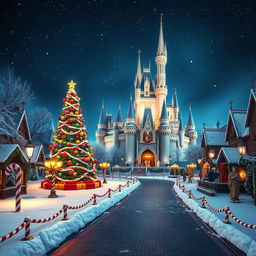 A captivating wallpaper for Universal Studios parks that features a Christmas theme without any people