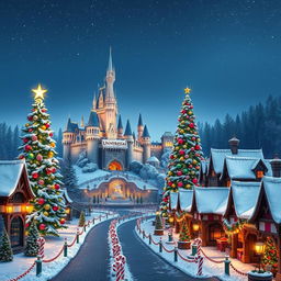 A captivating wallpaper for Universal Studios parks that features a Christmas theme without any people