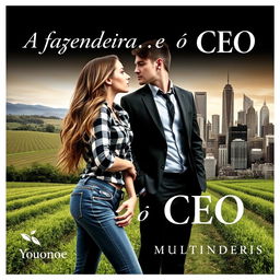 A sensual book cover featuring a young female farmer with long, wavy hair reaching her waist