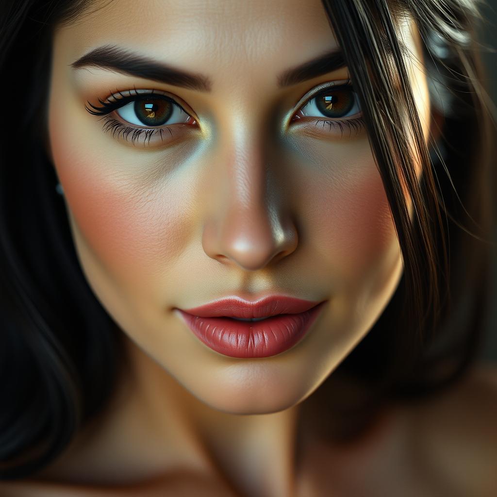 A hyper-realistic portrait of a beautiful 40-year-old Iranian woman with distinct Persian features