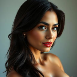 A hyper-realistic portrait of a beautiful 40-year-old Iranian woman with distinct Persian features