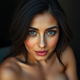 A hyper-realistic portrait of a beautiful 40-year-old Iranian woman with distinct Persian features