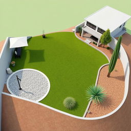 3D rendering of a large garden design on a slope