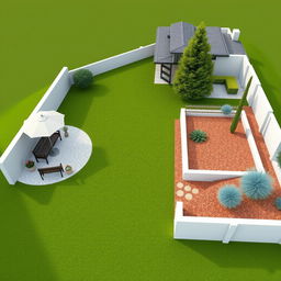 3D rendering of a large garden design on a slope