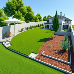 3D rendering of a large garden design on a slope