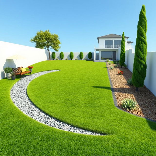 3D rendering of a large garden design on a slope