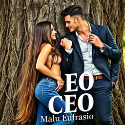A captivating book cover for a romance novel titled 'A Fazendeira e o CEO'
