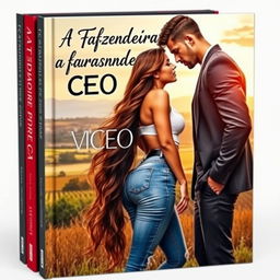 A romantic book cover featuring an artistic title 'A Fazendeira e o CEO'