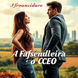 A romantic book cover featuring an artistic title 'A Fazendeira e o CEO'