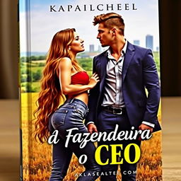 A romantic book cover featuring an artistic title 'A Fazendeira e o CEO'