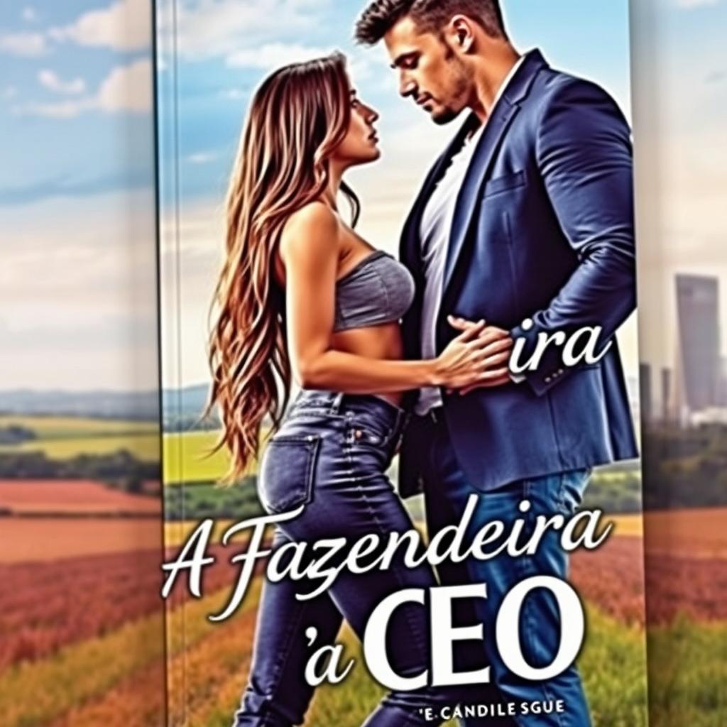 A romantic book cover featuring an artistic title 'A Fazendeira e o CEO'