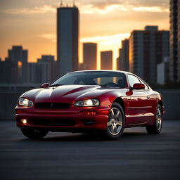 A stunning 1999 Dodge Charger parked in a sleek urban environment, showcasing its iconic design with bold lines and a muscular stance