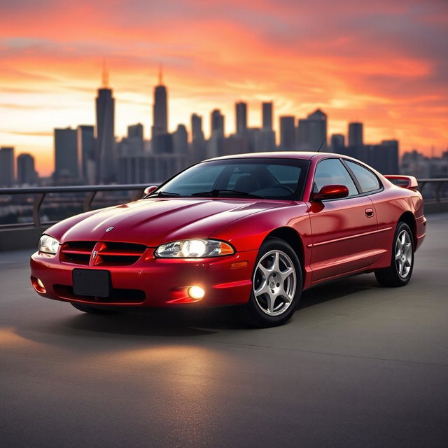 A stunning 1999 Dodge Charger parked in a sleek urban environment, showcasing its iconic design with bold lines and a muscular stance