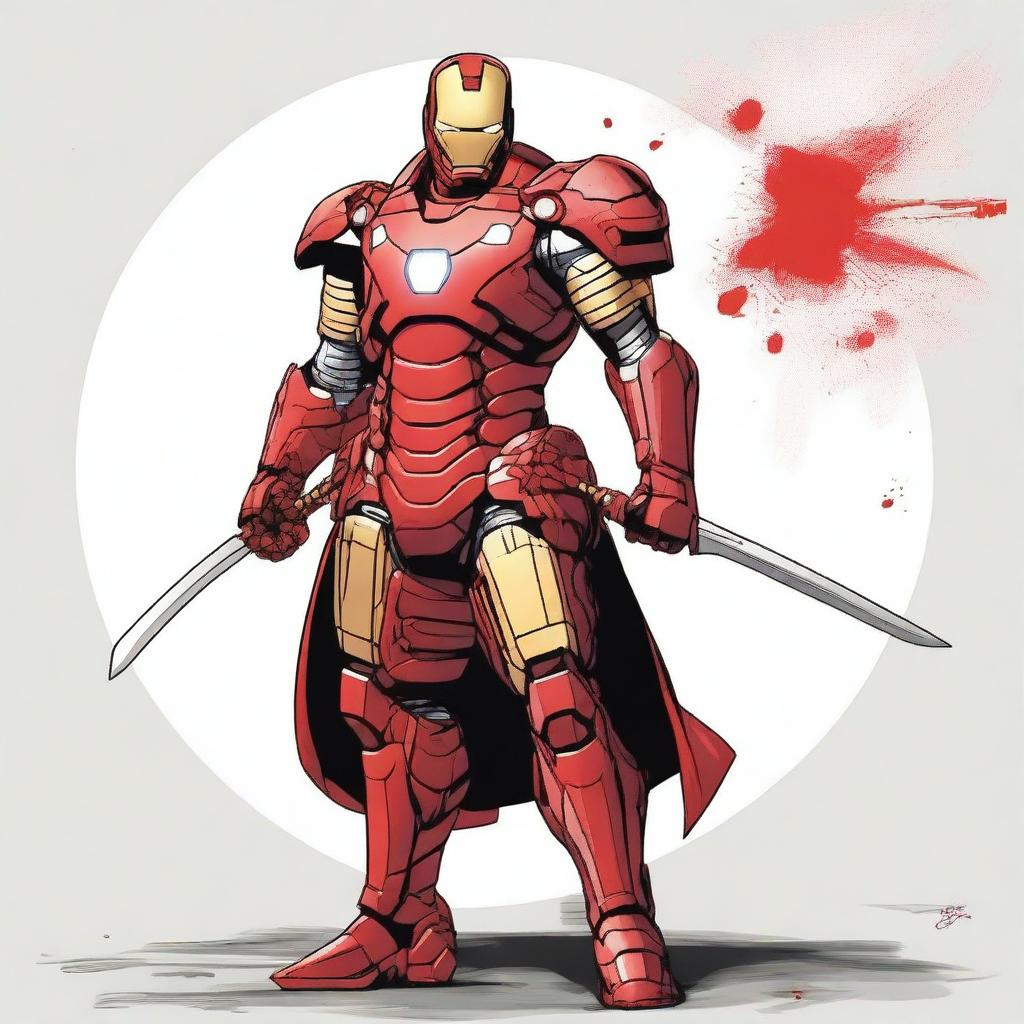 Iron man con armadura samurai