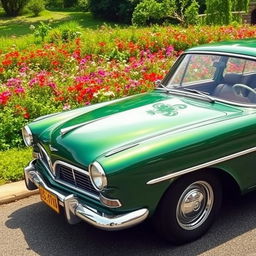 A stunning classic Opala Diplomata car parked elegantly in a picturesque setting, showcasing its iconic design with a sleek body and chrome accents