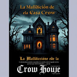 The back cover design for a book titled 'La Maldición de la Casa Crow'