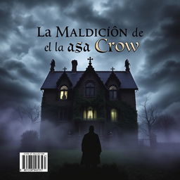 The back cover design for a book titled 'La Maldición de la Casa Crow'