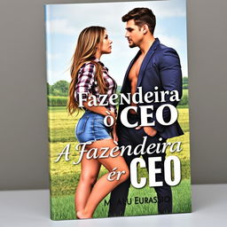 A romantic book cover featuring a beautiful young woman, 18 years old, with long hair cascading to her waist and a curvy figure