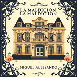 The front cover design for a contemporary yet vintage-inspired book titled 'La Maldición de la Casa Crow', authored by Miguel Alessandro