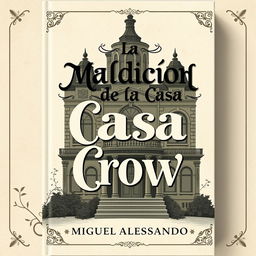 The front cover design for a book titled 'La Maldición de la Casa Crow', authored by Miguel Alessandro, in a contemporary vintage style