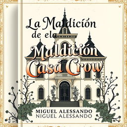 The front cover design for a book titled 'La Maldición de la Casa Crow', authored by Miguel Alessandro, in a contemporary vintage style