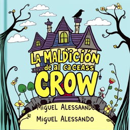 The front cover design for a casual-style book titled 'La Maldición de la Casa Crow', authored by Miguel Alessandro