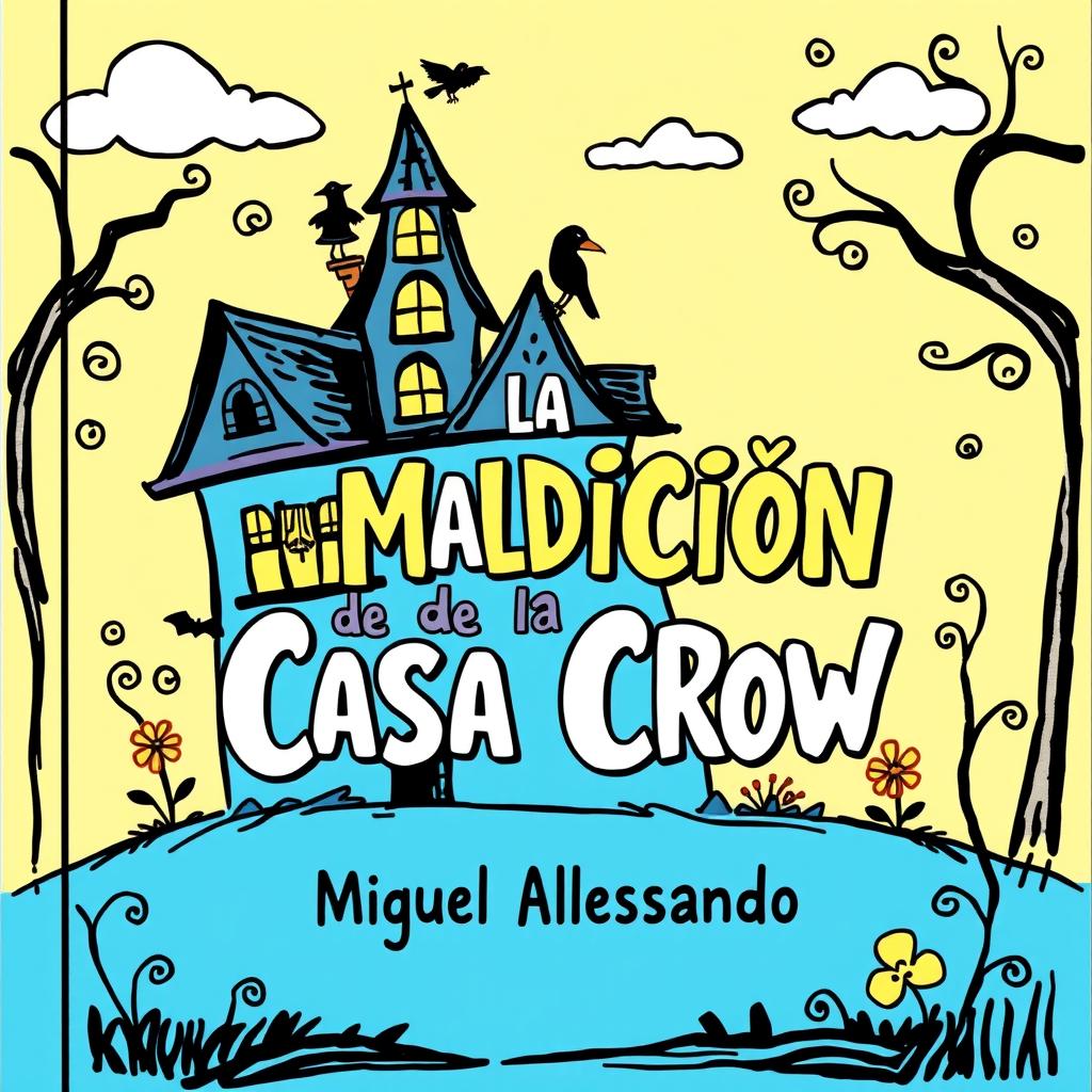 The front cover design for a casual-style book titled 'La Maldición de la Casa Crow', authored by Miguel Alessandro