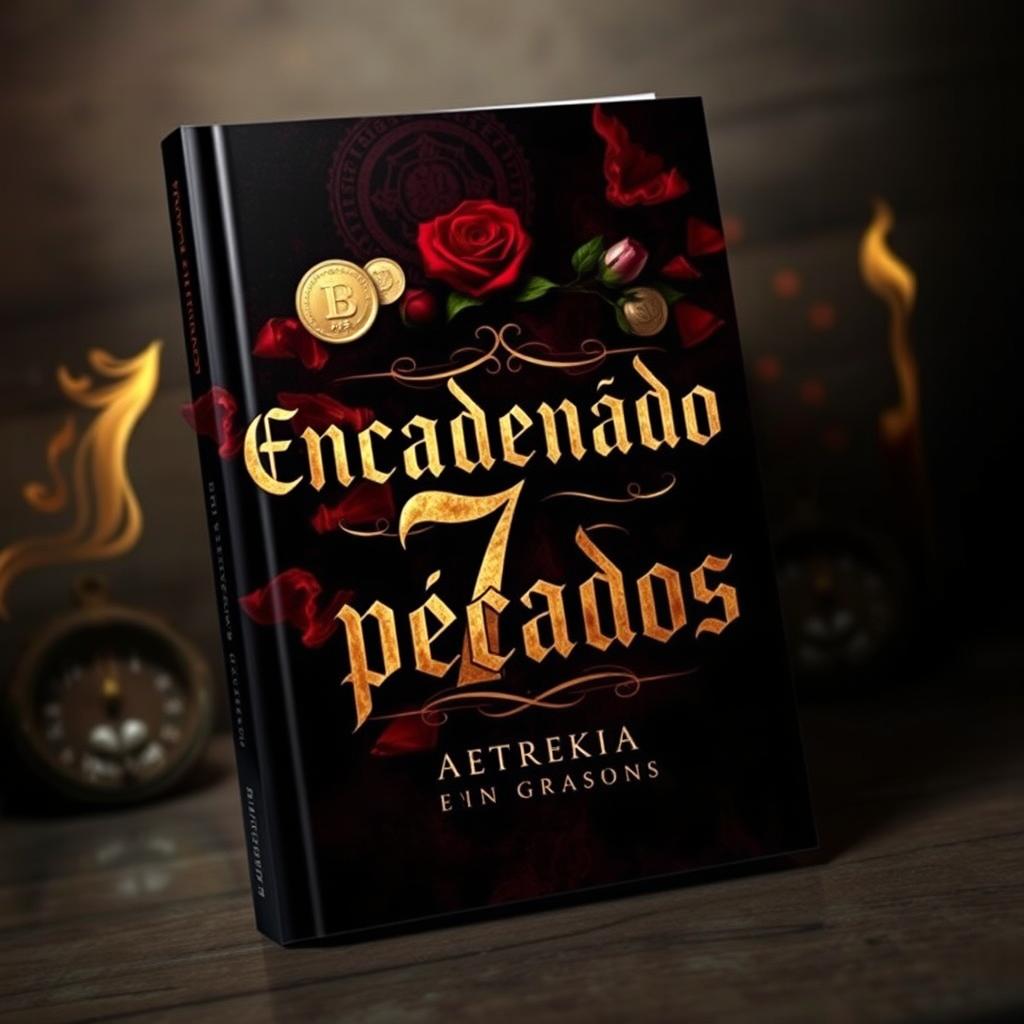 A captivating book cover design featuring the title 'Encadenado a 7 pecados' prominently displayed