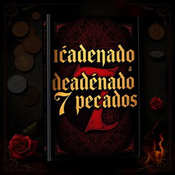 A captivating book cover design featuring the title 'Encadenado a 7 pecados' prominently displayed