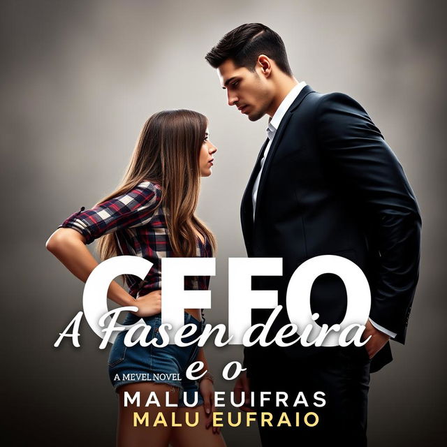 Cover design for a romance novel titled 'A Fazendeira e o CEO' by Malu Eufrasio