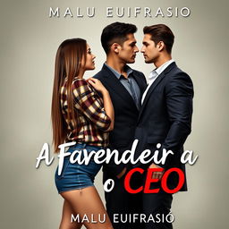 Cover design for a romance novel titled 'A Fazendeira e o CEO' by Malu Eufrasio