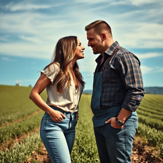 A capa de um romance intitulado 'A Fazendeira e o CEO', apresentando uma cena rural vibrante