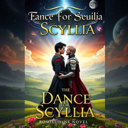 A captivating book cover design for a romance novel titled 'The Dance for Scyllia'