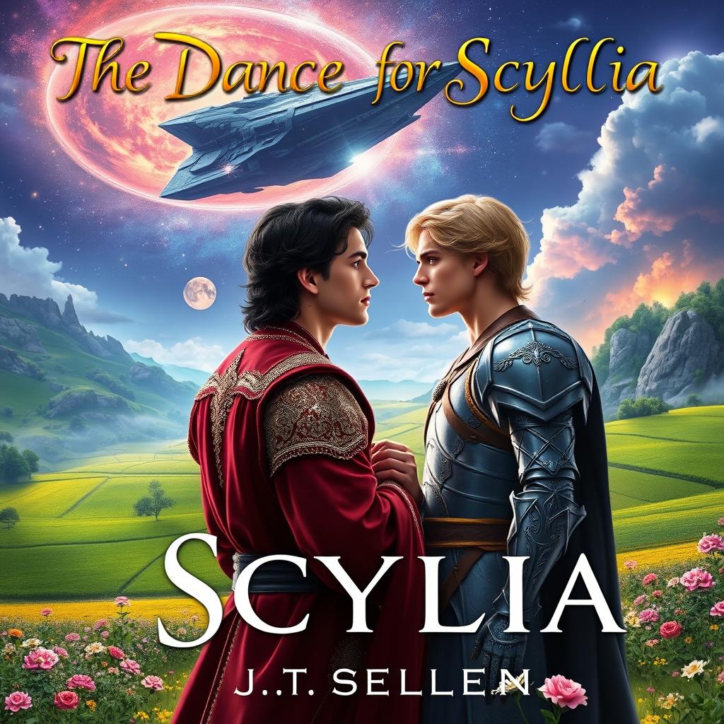 A captivating book cover design for a romance novel titled 'The Dance for Scyllia'