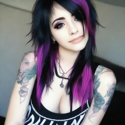 Hermosa chica con nariz bonita emo real