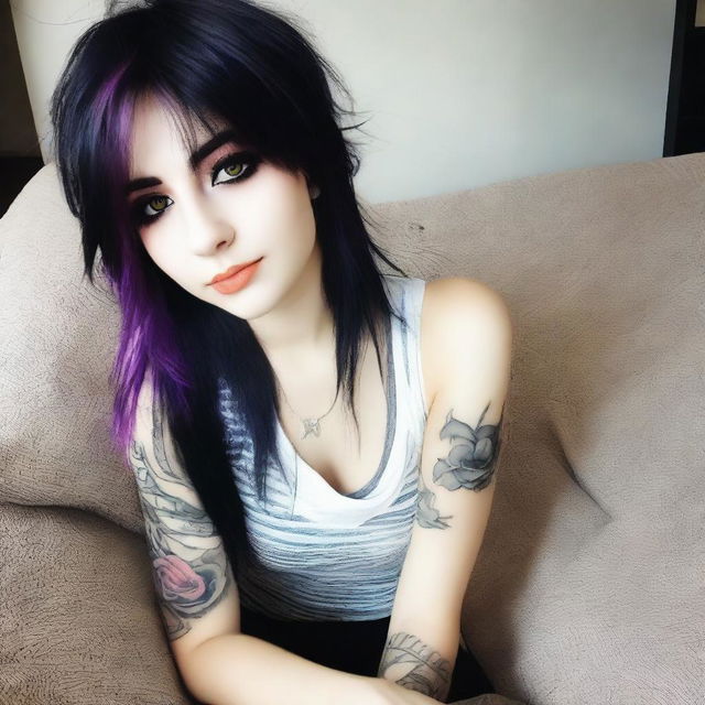 Hermosa chica con nariz bonita emo real